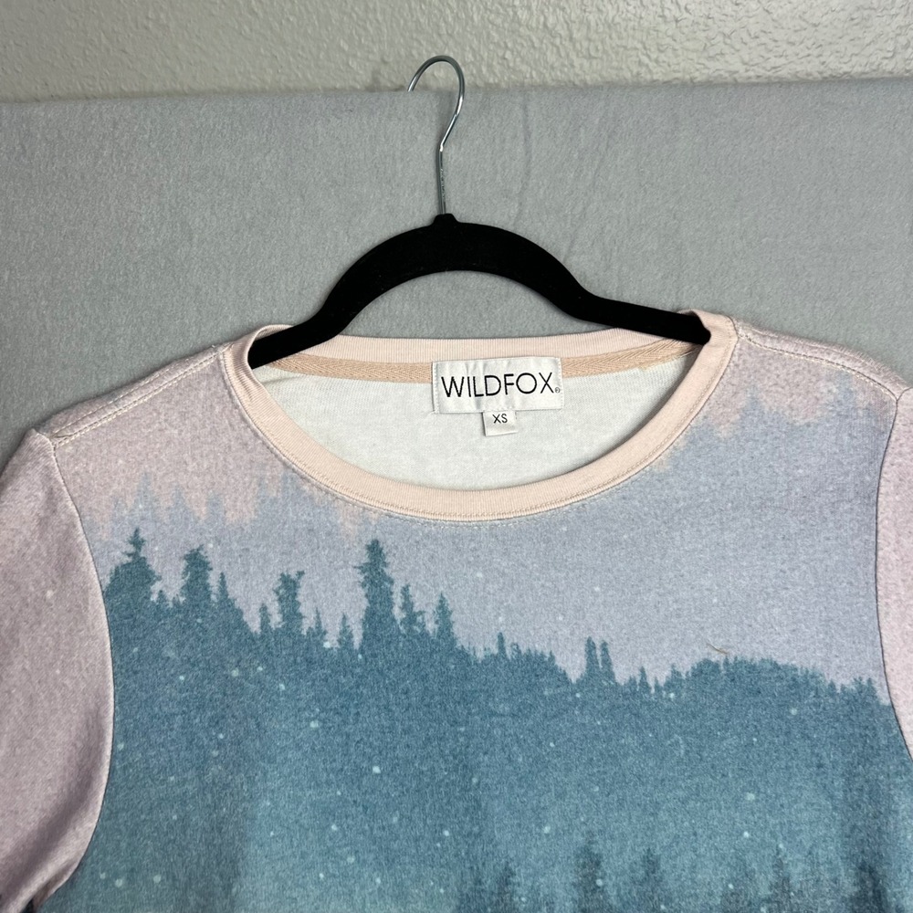 Wildfox Ski‎ Lift Allover Graphic Sweatshirt Womens XS Pullover Pink Blue NEW - Picture 4 of 6